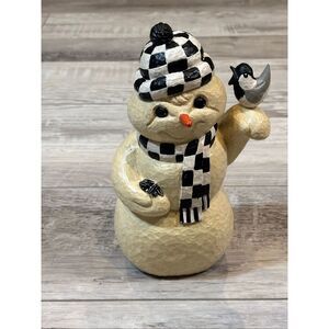 Vintage Rodney Leeseberg House of Hatten Snowman Figurine with Bird 1999